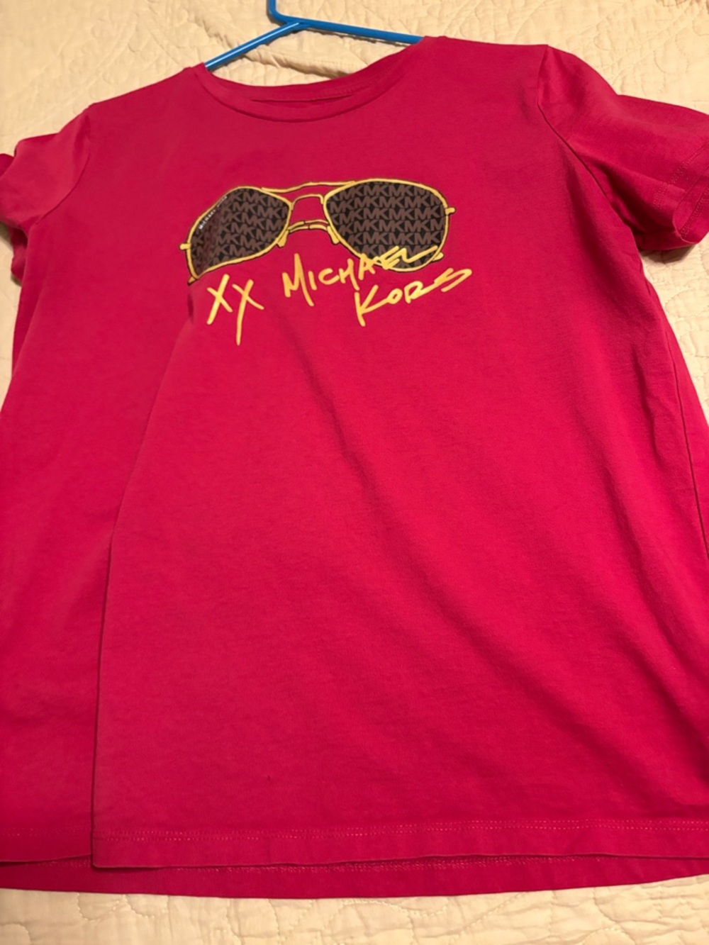 Michael Kors Hot Pink Short Sleeve Tee with Sunglasses Graphic